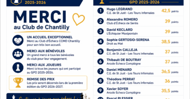 ♟ Merci au Club d&rsquo;Échecs CCMD Chantilly 💙